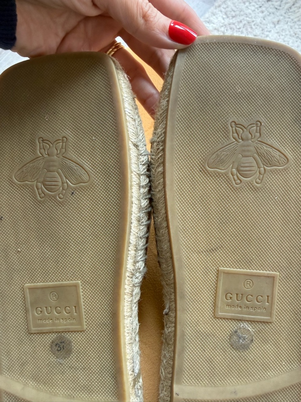 Gucci Brown Leather Interlocking G Espadrille Slide Sandals - Picture 7 of 7